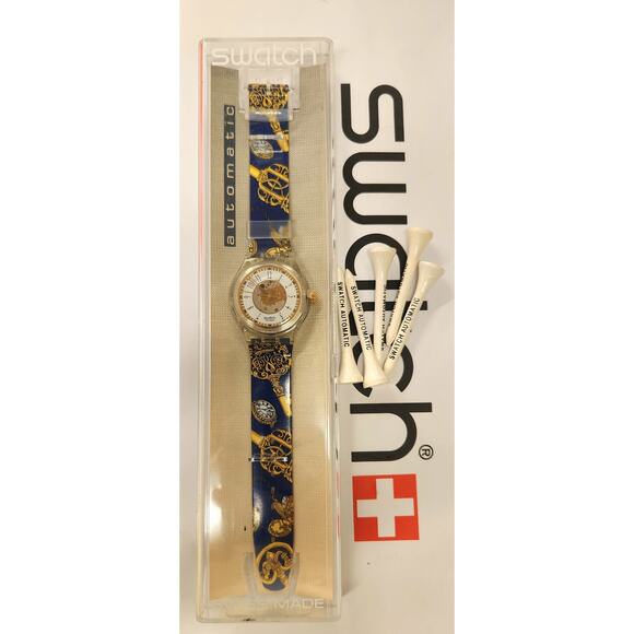 Vintage Swatch automatic watch ST. PETERS GATE SAK106 bundle with golf tees NOS - Picture 1 of 17